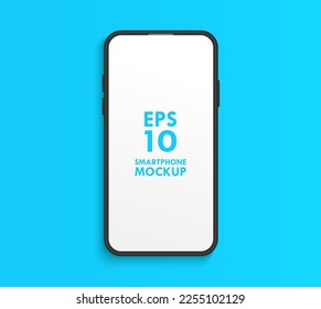 Modern Smartphone Mobile Device White Display Black Vector Mockup Template