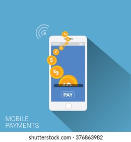 Modern Smartphone Mobile Payments. Internet Banking Concept. Wireless Money Transfer.