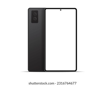 modernes Smartphone. Rücken- und Vorderansicht eines modernen Telefongeräts. Vektorgrafik nach oben