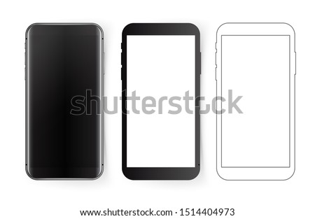Modern smartphone mockup. 3d, flat and silhouette vections