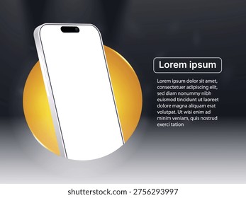 Modern Smartphone Mockup with Blank Screen 3D Vector Illustration Dark Background Mobile App Presentation Template