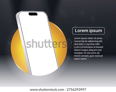 Modern Smartphone Mockup with Blank Screen 3D Vector Illustration Dark Background Mobile App Presentation Template
