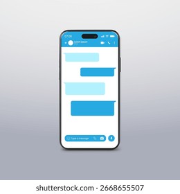 Maqueta moderna de smartphone con interfaz de chat Ilustración vectorial de Plantilla