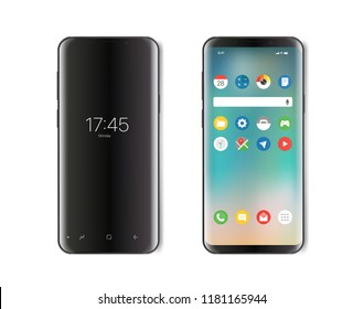 Modern smartphone mockup. On and off screen version - Shutterstock ID 1181165944