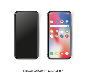 Modern smartphone mockup. On and off screen sample