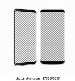 Modern smartphone mockup realistic style, cell phone frame with blank display. Vector set isolated template, mobile device concept