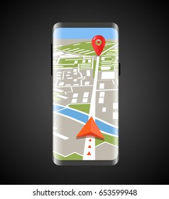 Modern smartphone with navigation application