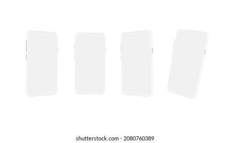 Modern smartphone in perspective. Vector UI UX mockup with blank screen isolated on white 