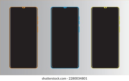 Modern smartphone with punchole black display vector mockup