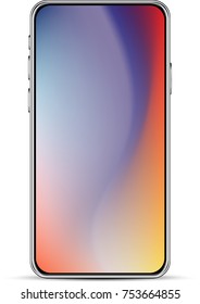La disposición realista de los smartphones modernos aislados en blanco. Ilustración vectorial.