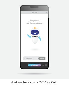 Interfaz de asistente de IA multilingüe en teléfono móvil con ventanas de chat en árabe hindi chino español e inglés. Diseño de medios de chatbot global para App e interfaz de usuario.