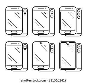 Smartphone moderno. Conjunto de iconos vectoriales en fondo blanco