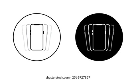 Modern smartphone shake icon on black circle. Shaking phone sign symbol. Vibrating cellphone concept