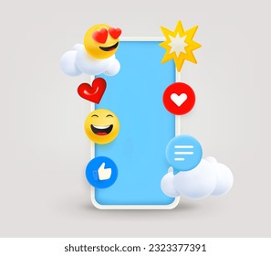 smartphone moderno con pantalla en blanco y en pantalla en blanco. 3.ª ilustración vectorial