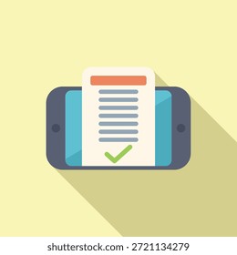 El smartphone moderno muestra un documento válido para el registro en línea con una marca de verificación verde