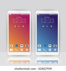 Modern smartphone with simple background and flat icons.