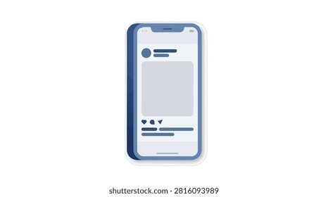 Modern smartphone with sleek blue and gray design displaying app interface on a clean background for technology and communication themes