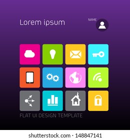 Modern smartphone or tablet flat user interface (UI) template