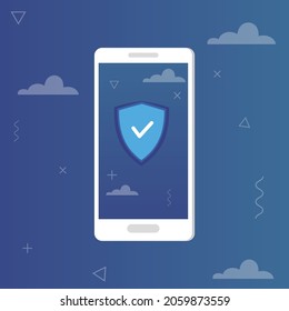 Ui de smartphone moderno con notificación de símbolo segura en la ilustración vectorial de ui
