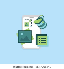 Diseño moderno de Vector de smartphone que muestra un diseño de interfaz de usuario personalizado.