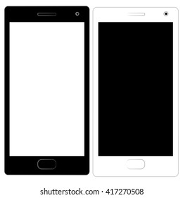 Modern smartphone vector illustration. Black, white color collection. flat design concept. shopping icon 