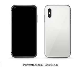 Modern smartphone vector mockup. Front and back view svg