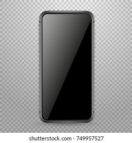 Modern smartphone vector mockup isolated on transparent. Place any content into the screen
