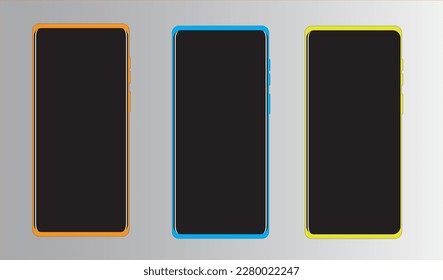 Moderne Smartphones mit schwarzem Bildschirm, Vektorgrafik nach oben