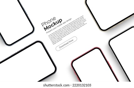 Modern Smartphones With Blank Screens. Mockup for Showing Mobile Apps Screenshots, Isolated on White Background. Vector Illustration