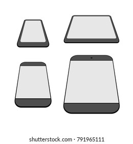 Modern smartphones and tablets line icons set