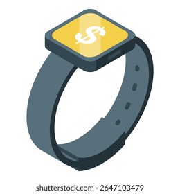 Modern smartwatch is displaying a dollar symbol, representing the growing trend of online payments and mobile banking