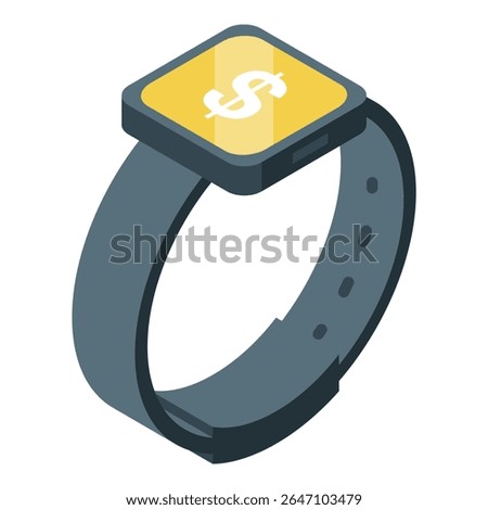 Modern smartwatch is displaying a dollar symbol, representing the growing trend of online payments and mobile banking