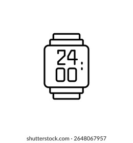 Modern Smartwatch Displaying Midnight In Outline Style Icon Format
