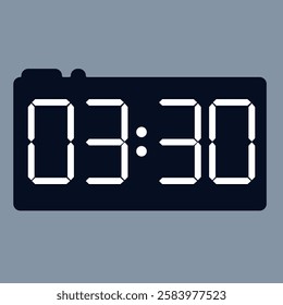 Modern smartwatch interface displaying 03:30 on an elegant black screen with a digital timer icon, isolated on a gray background.
