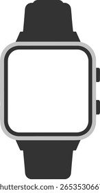 Modern Smartwatch Vector Graphic with Blank Screen for Customization and Device UI Design Mockup, Wearable Tech Accessory and Fitness Tracker Icon