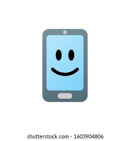 Modern Smile Cell Phone Icon Illustration In Isolated White Background