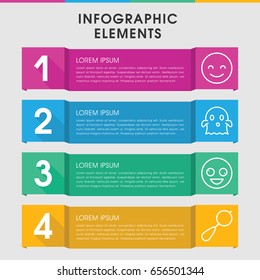 Modern smile infographic template. infographic design with smile icons includes crazy emot. can be used for presentation, diagram, annual report, web design.