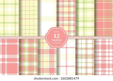 Modern Smoky Charcoal and Mellow Amber Seamless Tartan Fabric Design Set of 12