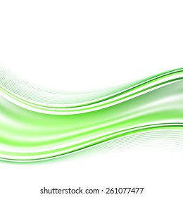 Modern smooth green airy fresh swoosh wave background line. Vector illustration