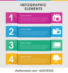 Modern Snapshot Infographic Template. Infographic Design With Snapshot Icons Includes Photos. Can Be Used For Presentation, Diagram, Annual Report, Web Design.