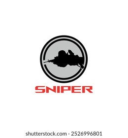 Modern sniper army silhouette logo concept