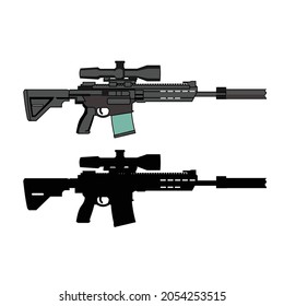 modern sniper riffle with scope vector design