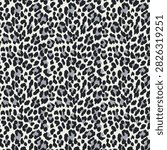 Modern Snow Leopard Seamless Pattern, Slate Grey and Charcoal Animal Print Vector