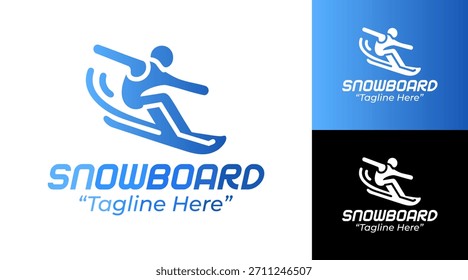 A modern snowboard logo capturing fast and energetic winter sport motion, ideal for outdoor brands and snow activity clubs.