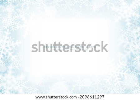 Modern Snowflakes Frame Vector Christmas Abstract Stylish Light Blue Background. Winter Decoration Swirl Snow Effect Abstract Stylish Wallpaper. Christmastime Noel And New Year Eve Art Illustration