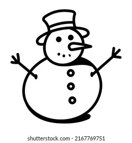 Modern Snowman Hand Drawn Icon 

