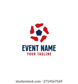 Un logotipo moderno de un evento de fútbol con Elementos audaces que representan la fuerza y el poder.
