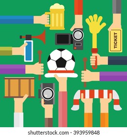 Modern soccer fan flat design.Vector illustration