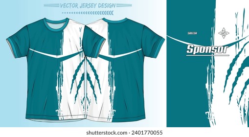 Modern Soccer jersey football sport t shirt design suitable for racing, soccer, gaming and e sports Free Vector and double-sided mockup 