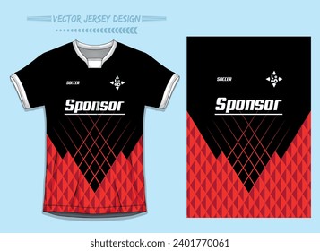 Modern Soccer jersey football sport t shirt design suitable for racing, soccer, gaming and e sports Free Vector and double-sided mockup 